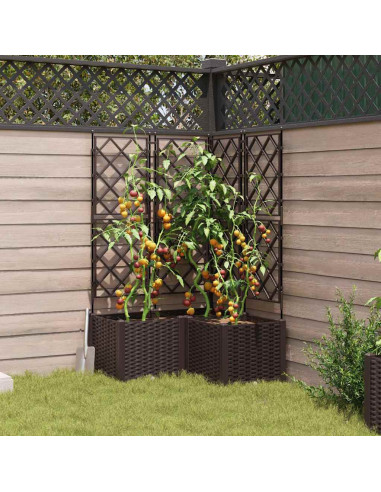 Vaso da giardino 3 pz Marrone 80 x 80 x 143 cm PP