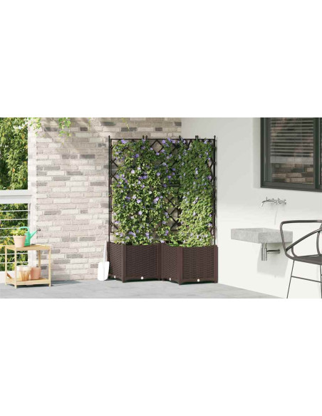 Vaso da giardino 3 pz Marrone 80 x 80 x 143 cm PP