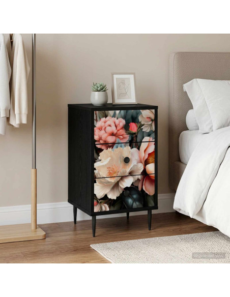 Armadio da Notte BORNE 2 pz Rovere Nero 36 x 33 x 61 cm