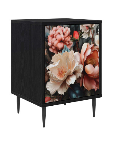 Armadio da Notte BORNE Rovere Nero 36 x 33 x 51 cm