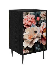 Armadio da Notte BORNE Rovere Nero 36 x 33 x 61 cm