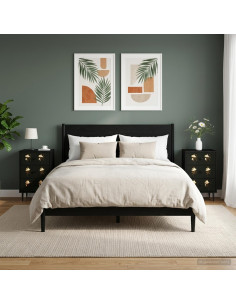 Armadio da Notte BREMEN 2 pz Rovere Nero 36 x 33 x 61 cm