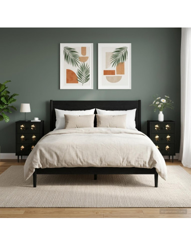 Armadio da Notte BREMEN 2 pz Rovere Nero 36 x 33 x 61 cm