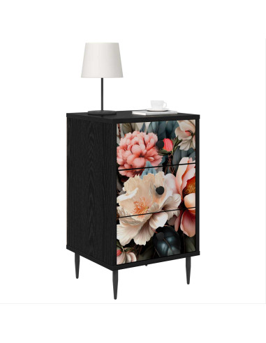Armadio da Notte BORNE 2 pz Rovere Nero 36 x 33 x 61 cm