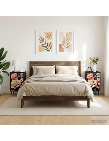 Armadio da Notte BORNE 2 pz Rovere Nero 36 x 33 x 61 cm