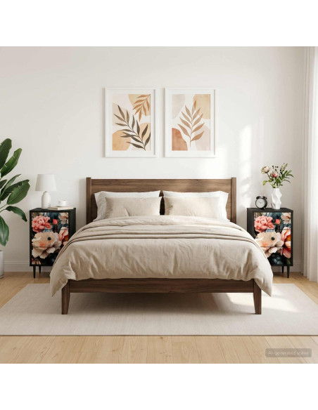 Armadio da Notte BORNE 2 pz Rovere Nero 36 x 33 x 61 cm
