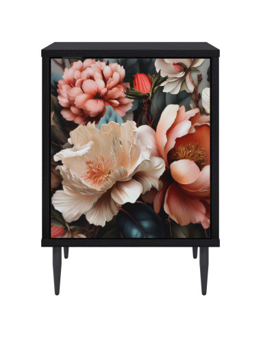 Armadio da Notte BORNE Rovere Nero 36 x 33 x 51 cm