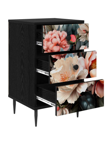 Armadio da Notte BORNE Rovere Nero 36 x 33 x 61 cm