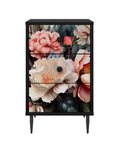 Armadio da Notte BORNE Rovere Nero 36 x 33 x 61 cm