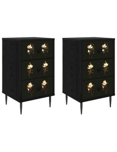 Armadio da Notte BREMEN 2 pz Rovere Nero 36 x 33 x 61 cm 2