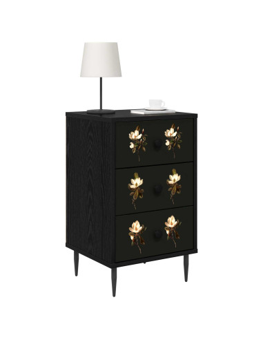 Armadio da Notte BREMEN 2 pz Rovere Nero 36 x 33 x 61 cm