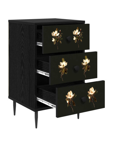 Armadio da Notte BREMEN 2 pz Rovere Nero 36 x 33 x 61 cm