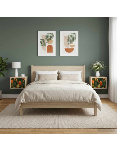Mobiletto da comodino a parete ZAANDAM 2 pz Rovere Sonoma