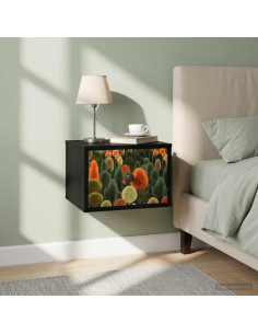 Mobiletto da comodino a parete ZAANDAM 2 pz Rovere Nero