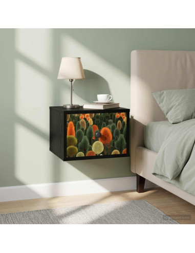 Mobiletto da comodino a parete ZAANDAM 2 pz Rovere Nero