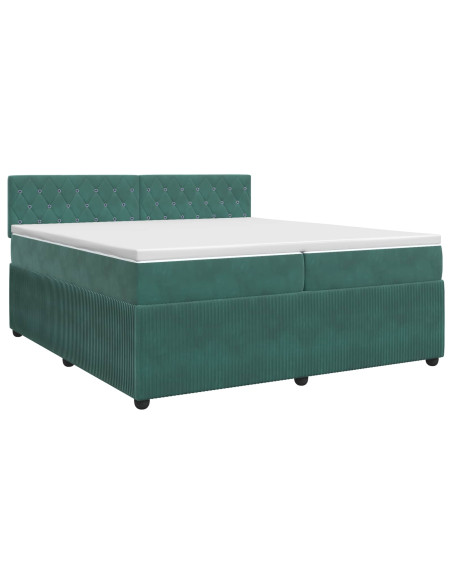 Letto box spring con materasso Verde Scuro 200 x 200 cm Velluto