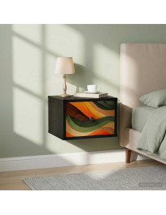 Mobiletto da comodino a parete BONN Rovere Nero 36 x 33 x 25 cm