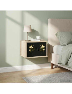 Mobiletto da comodino a parete BREMEN 2 pz Rovere Sonoma
