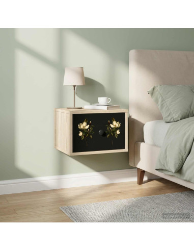 Mobiletto da comodino a parete BREMEN 2 pz Rovere Sonoma