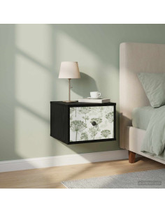 Mobiletto da comodino a parete GOTHA 2 pz Rovere Nero