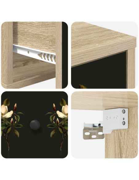 Mobiletto da comodino a parete BREMEN Rovere Sonoma