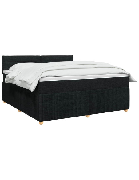 Letto box spring con materasso Nero 140 x 200 cm Tessuto