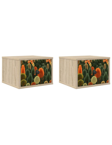 Mobiletto da comodino a parete ZAANDAM 2 pz Rovere Sonoma