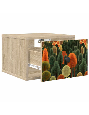 Mobiletto da comodino a parete ZAANDAM 2 pz Rovere Sonoma