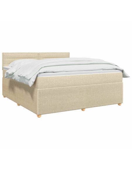 Letto box spring con materasso Crema 140 x 200 cm Tessuto