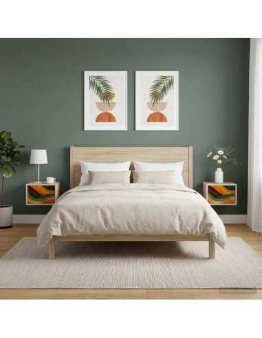 Mobiletto da comodino a parete BONN 2 pz Rovere Sonoma
