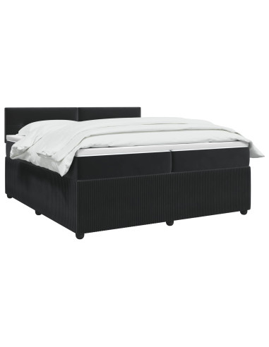 Letto box spring con materasso Nero 200 x 200 cm Velluto