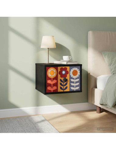 Mobiletto da comodino a parete ESSEN 2 pz Rovere Nero