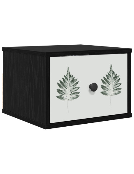Mobiletto da comodino a parete HANAU Rovere Nero