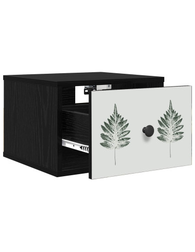 Mobiletto da comodino a parete HANAU 2 pz Rovere Nero