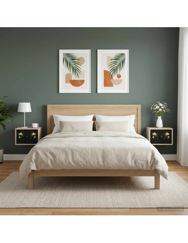 Mobiletto da comodino a parete BREMEN 2 pz Rovere Sonoma