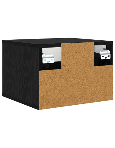 Mobiletto da comodino a parete BREMEN Rovere Nero