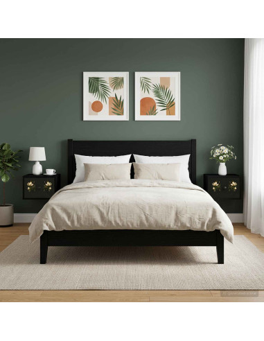 Mobiletto da comodino a parete BREMEN 2 pz Rovere Nero