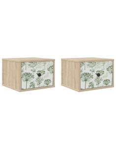Mobiletto da comodino a parete GOTHA 2 pz Rovere Sonoma 2