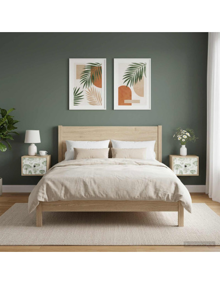 Mobiletto da comodino a parete GOTHA 2 pz Rovere Sonoma