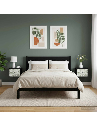 Mobiletto da comodino a parete GOTHA 2 pz Rovere Nero