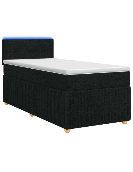 Letto box spring con materasso Nero 90 x 200 cm Tessuto