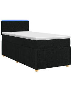 Letto box spring con materasso Nero 90 x 200 cm Tessuto