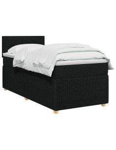 Letto box spring con materasso Nero 90 x 200 cm Tessuto 2