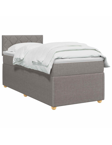 Letto box spring con materasso Tortora 90 x 200 cm Tessuto