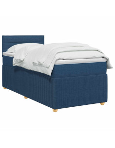 Letto box spring con materasso Blu 100 x 200 cm Tessuto 2