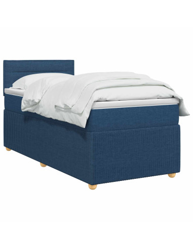 Letto box spring con materasso Blu 100 x 200 cm Tessuto