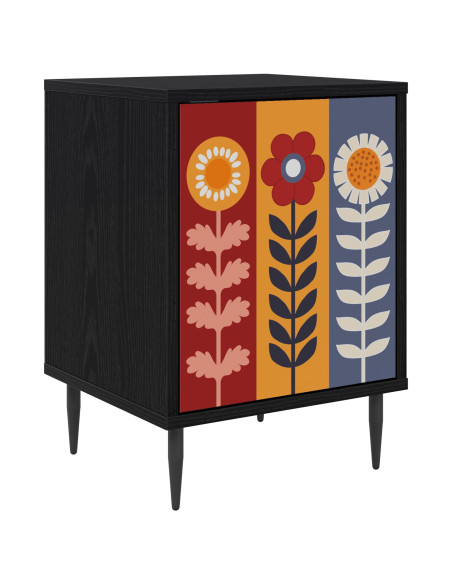 Armadio da Notte ESSEN Rovere Nero 36 x 33 x 51 cm