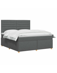 Letto box spring con materasso Grigio Scuro 140 x 200 cm 2