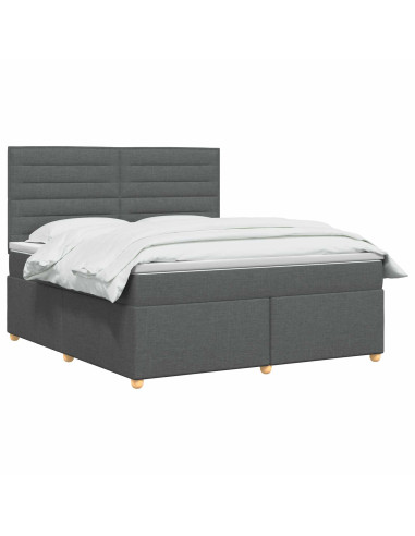Letto box spring con materasso Grigio Scuro 140 x 200 cm