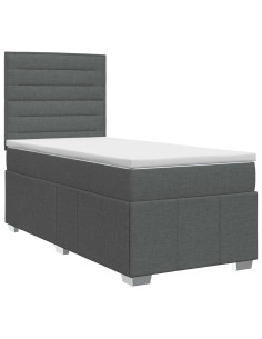 Letto box spring con materasso Grigio Scuro 80 x 200 cm Tessuto